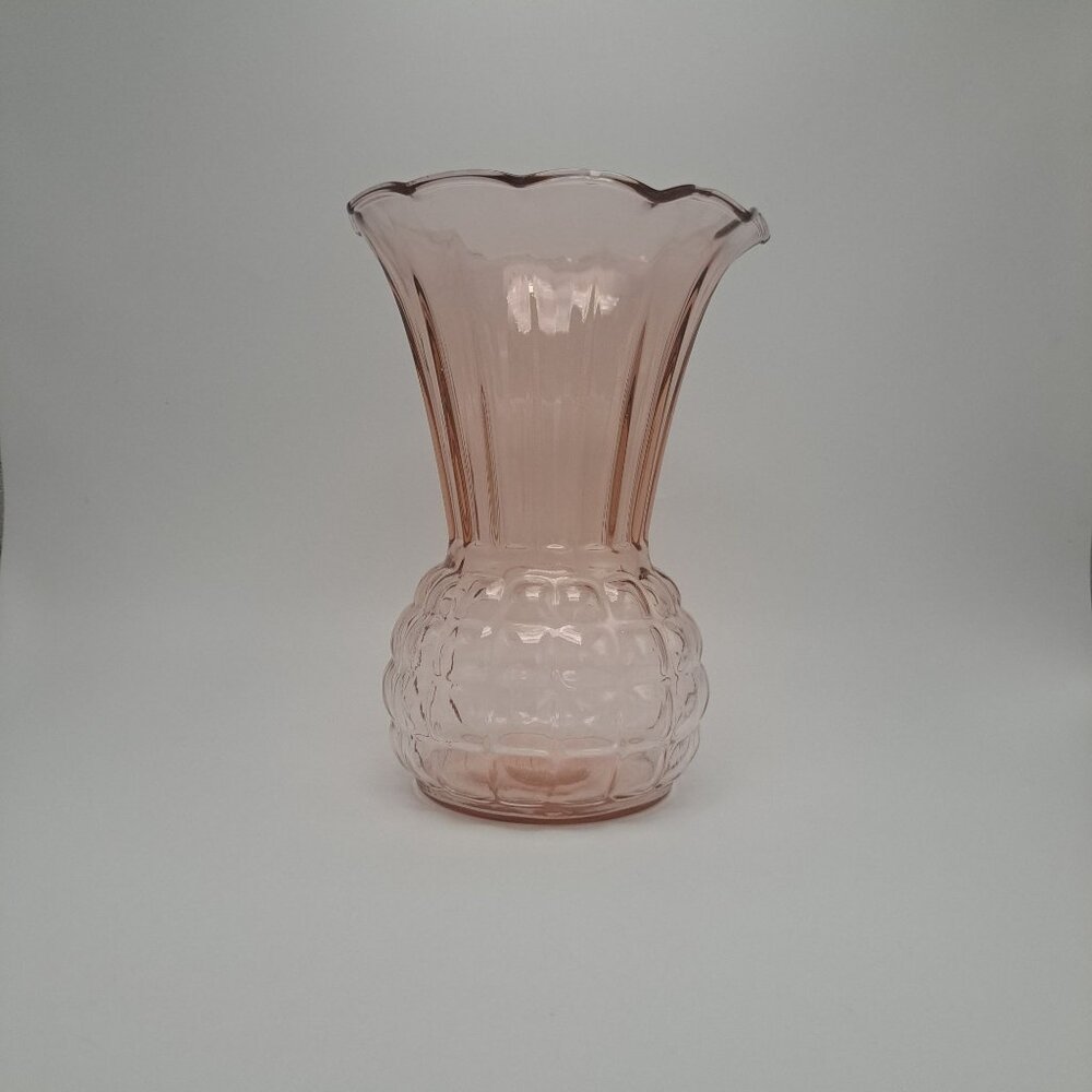 Anchor Hocking Pink Pineapple Depression Glass Vase Vintage